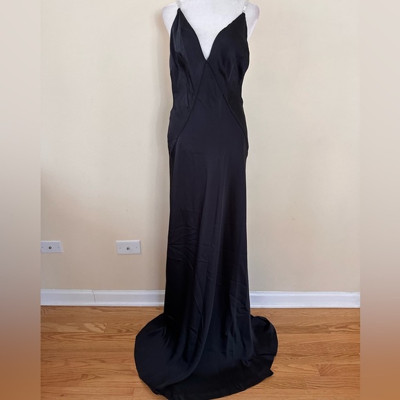 NWOT Ramy Brook Macau Satin Rhinestone Embellished Gown Social Dress Sleeveless - Picture 5 of 10